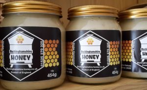 3 Soft set honeyjars showing buckinghamshire honey labels