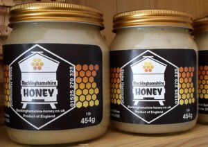 2 soft set honey jars showing buckinghamshire honey labels