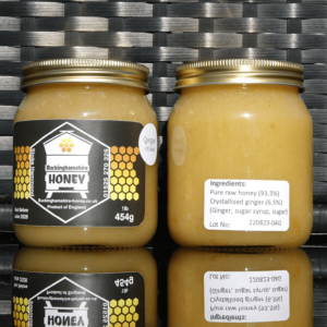 Crystallised ginger infused natural set honey jar